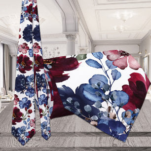 Poppy & Peony Red White & Blue Wedding Neck Tie