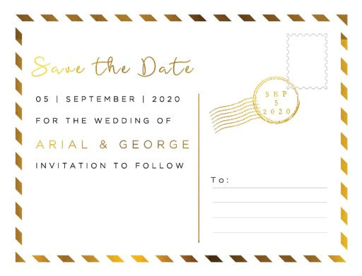 Classic Postcard Save The Date Cards by Stella M.