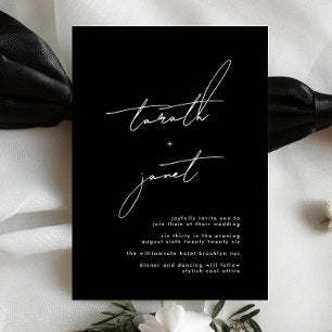 Premium NAMES Stylish Black & White Wedding Invitation