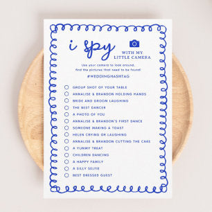 Printable Blue I Spy Wedding Photo Hunt Game Program