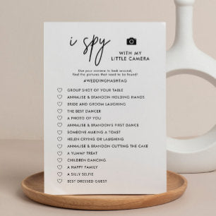 Printable Minimalist I Spy Wedding Photo Hunt Game Program