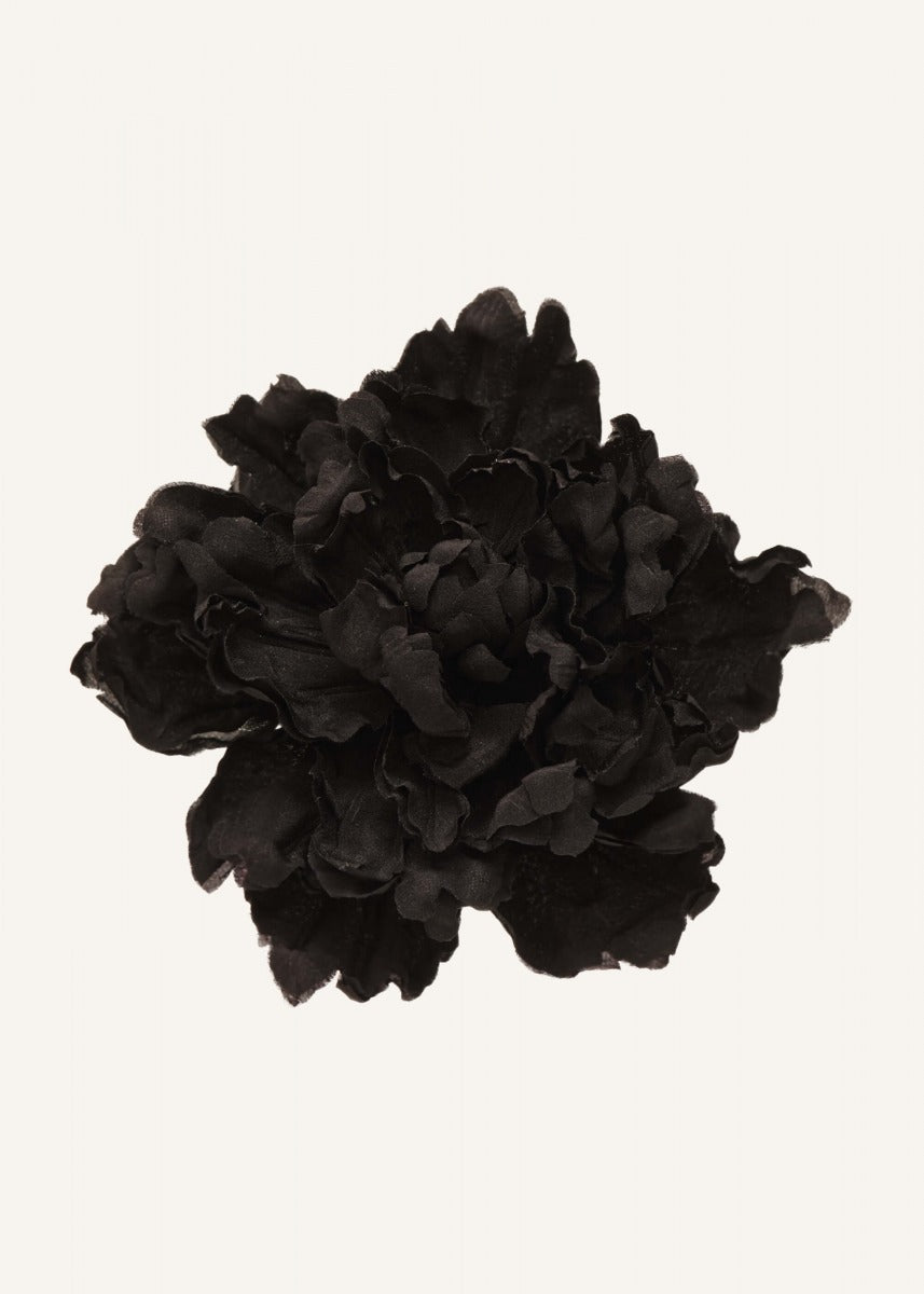 Lorin Silk Peony Flower Brooch Black
