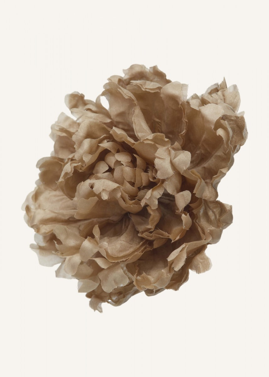 Lorin Silk Peony Flower Brooch Beige