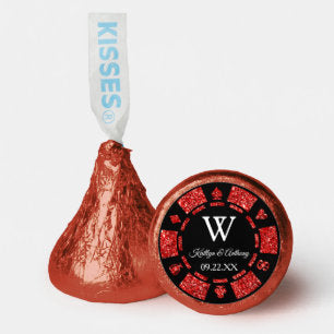 Red Glitter Poker Chip Casino Wedding Hershey®'s Kisses®
