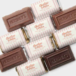 Retro Handwriting Pink Wedding Hershey's Miniatures