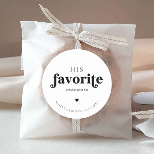 Retro Script Typography His Favorite Wedding Favor Classic Round Sticker