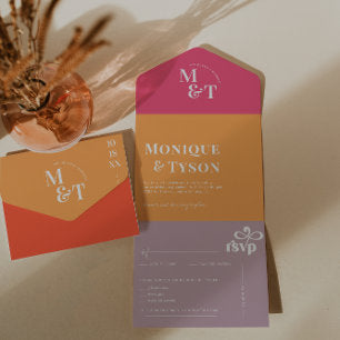 Retro Seventies Wedding All In One Invitation