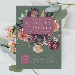 Richness of Spring Colorful Purple Green Wedding Invitation