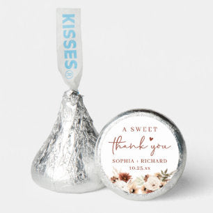 Romantic Autumn Boho Floral Wedding Thank You Hershey®'s Kisses®