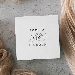 Romantic Calligraphy Flourish Wedding Napkin