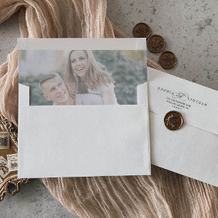 Romantic Calligraphy Photo Wedding Invitation Envelope