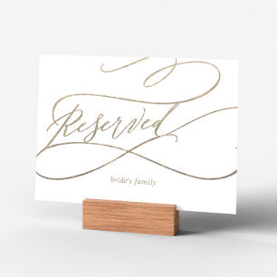 Romantic Gold Calligraphy Flourish Reserved Sign