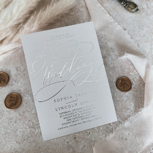 Romantic Silver Foil Gray Flourish The Wedding Of Foil Invitation