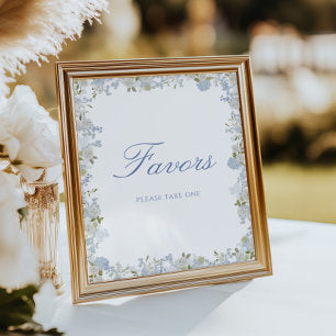 Romantic Soft Blue Floral Wedding Favors Poster
