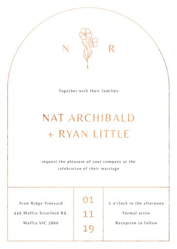 Rose Foil Arch Wedding Invitations by Nicole C.
