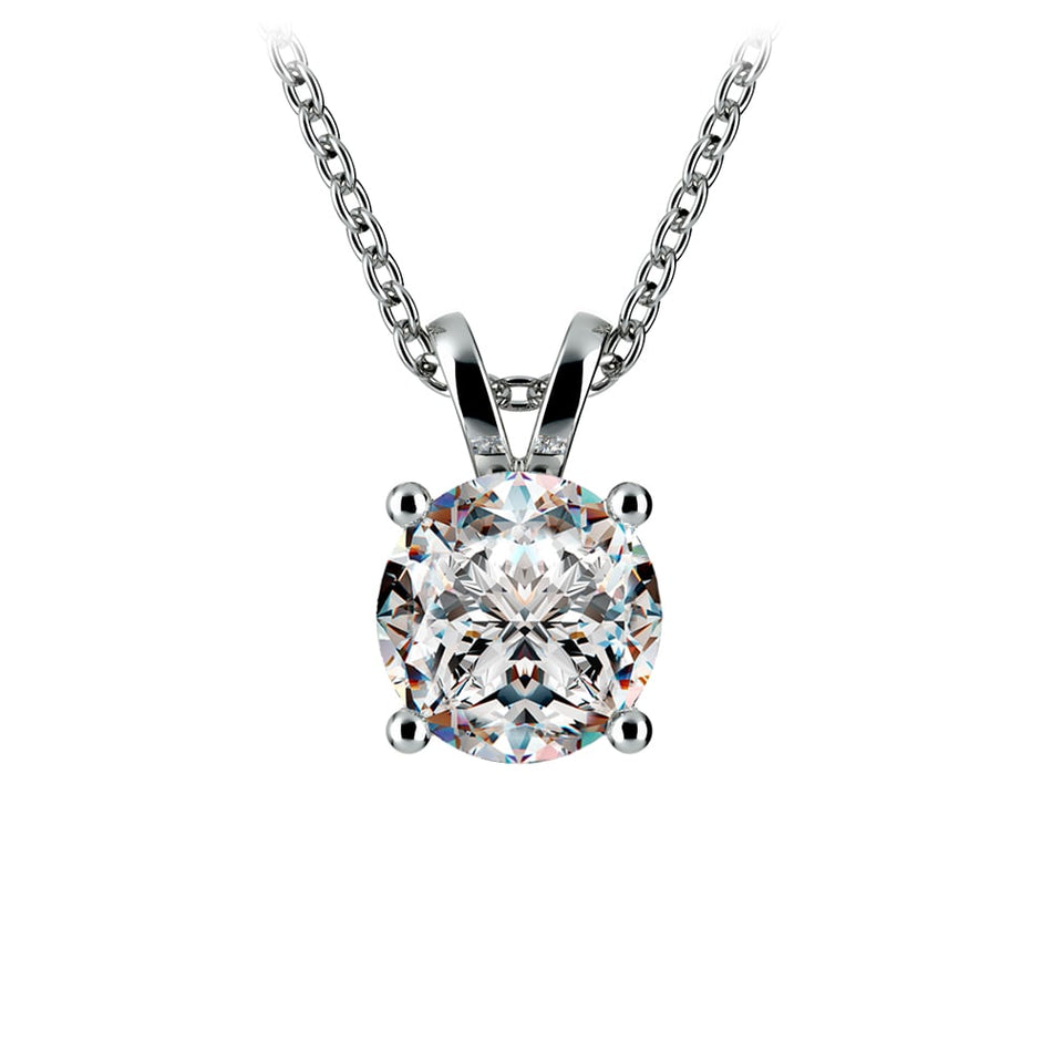 0.5/ 0.75 Ctw Prong Set Round Diamond Pendant In White /Yellow Gold G-VS