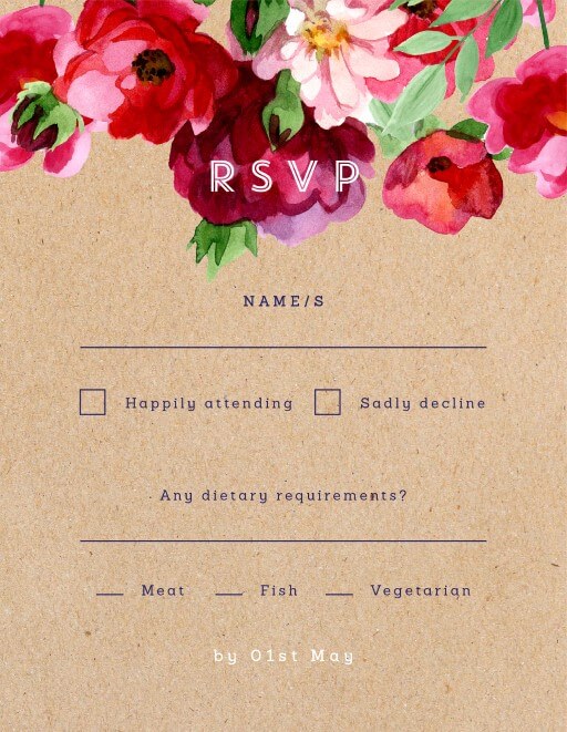 Rustic Red Flowers RSVP Cards by Amelia S.