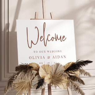 Rust Modern Handwritten Wedding Welcome Sign