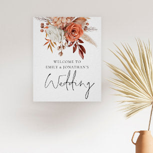 Rustic Autumn Florals Welcome to Wedding Poster