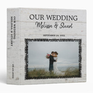 Rustic barn wood photo Wedding album 3 Ring Binder
