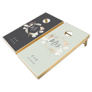 Rustic Bohemian Oasis Frame Wedding Cornhole Set