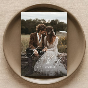 Rustic Elegant Photo Wedding Save the Date Invitation