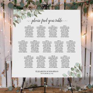 Rustic Eucalyptus 13 Table Wedding Seating Chart Foam Board