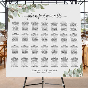 Rustic Eucalyptus 28 Table Wedding Seating Chart Foam Board