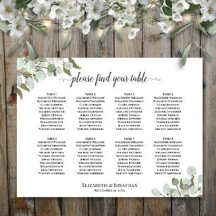 Rustic Eucalyptus 8 Table Wedding Seating Chart