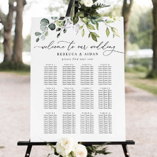 Rustic Eucalyptus Greenery Wedding Seating Chart Foam Board