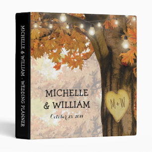 Rustic Fall Autumn Tree Twinkle Lights Wedding 3 Ring Binder