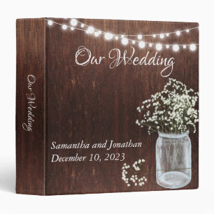 Rustic Lights Wedding Baby's Breath Custom 3 Ring Binder