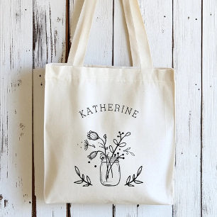 Rustic Mason Jar Flowers Personalized Tote Bag