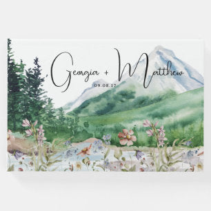 Rustic Mountain Wildflower Boho Wedding Guest Book