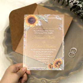 Rustic Sunflower Acrylic Wedding Invitations CA043