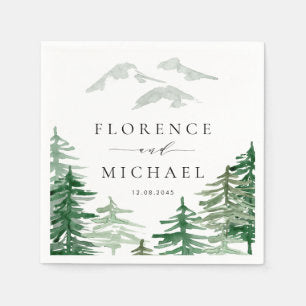 Rustic Watercolor Forest Winter Woodland Wedding Napkins