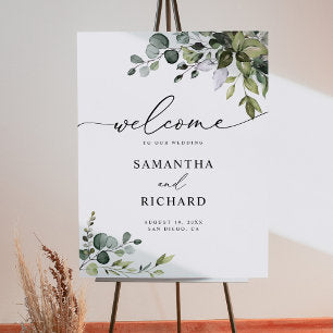 Rustic Watercolor Greenery Wedding Welcome Foam Board