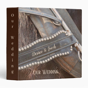 Rustic Wedding Brown Country Western Horse 3 Ring Binder