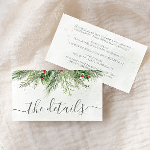 Rustic Winter Berries Pine Cone Greenery Wedding Enclosure Card