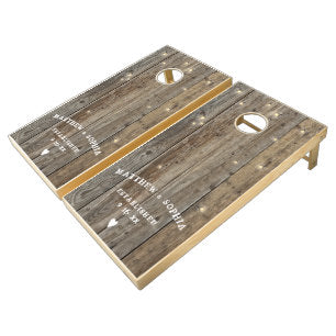Rustic Wood Fireflies Wedding Personalized Date Cornhole Set