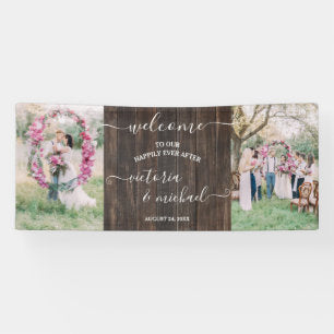 Rustic Wood wedding photo picture Welcome Banner