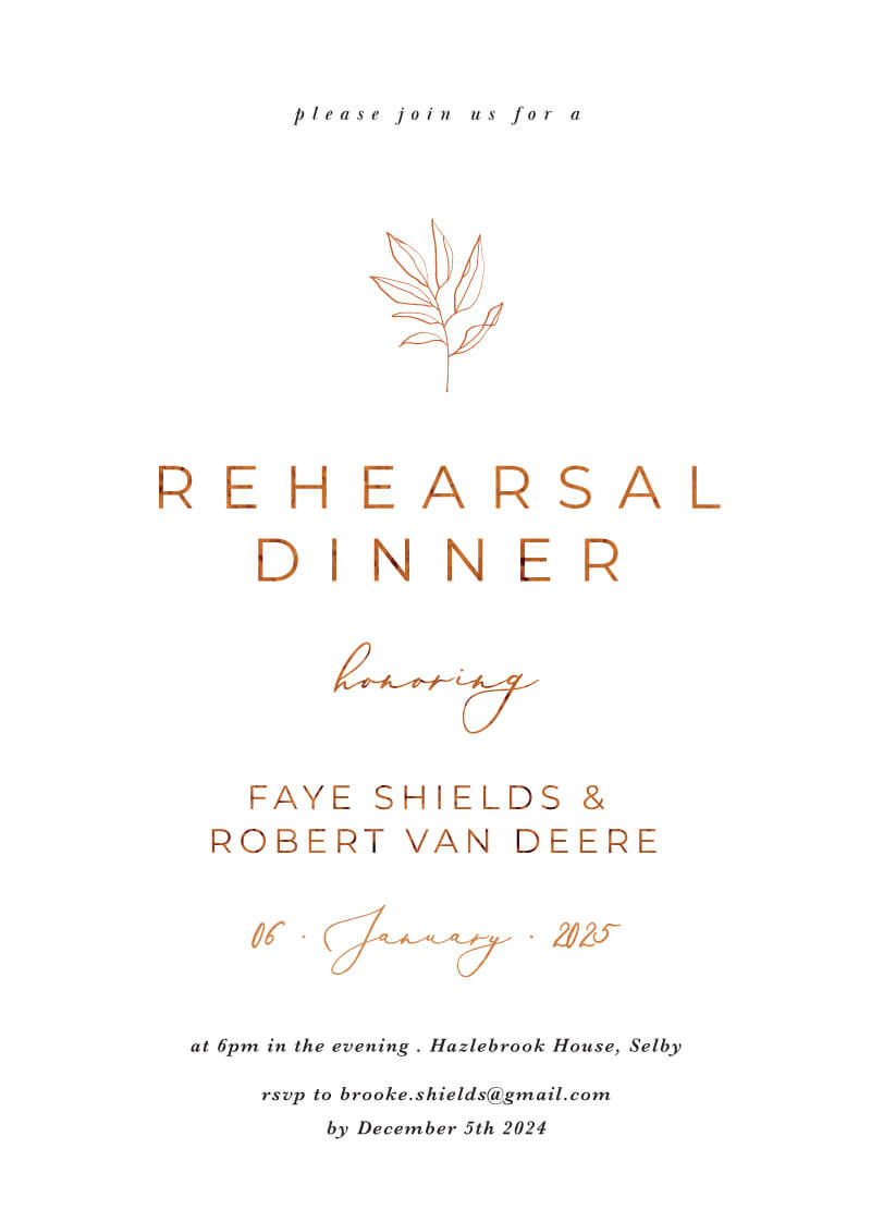 Rustic Leaves Wedding Rehearsal Invitation by Lauren D.