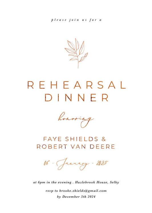 Rustic Leaves Wedding Rehearsal Invitation by Lauren D.