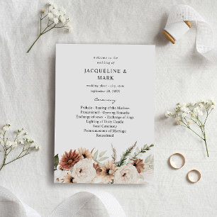 RusticNeutral Boho Floral Wedding Ceremony Program