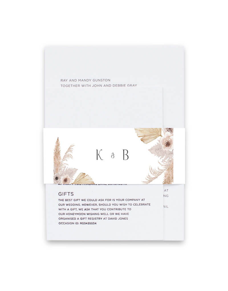 Rustic Pampas Invitation Belly Band by Yunita Y.