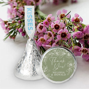 Sage Boho Flower Wedding Candy Kiss Favor