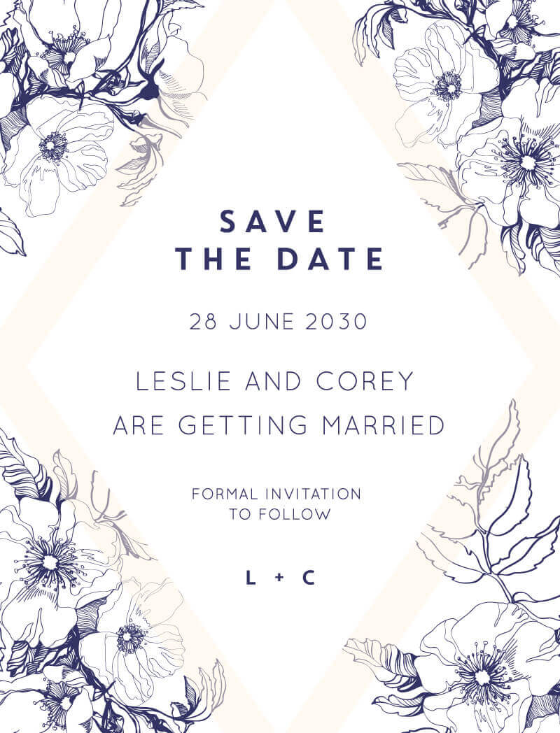 Blue Contour Save The Date Cards by Jamie L.
