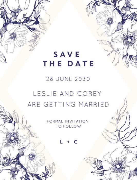 Blue Contour Save The Date Cards by Jamie L.