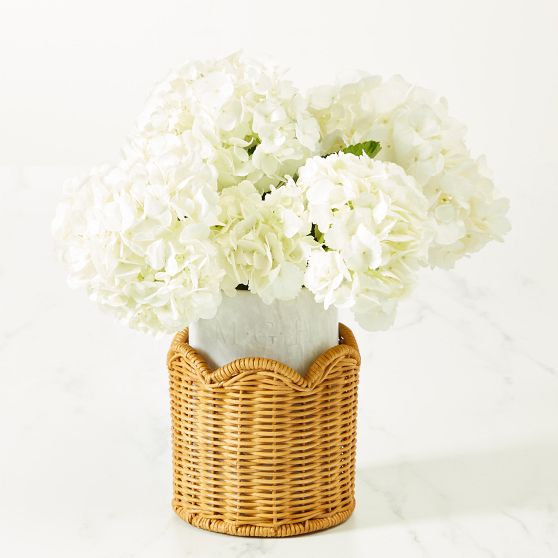 Scalloped Wicker And Marble Wine Chiller
