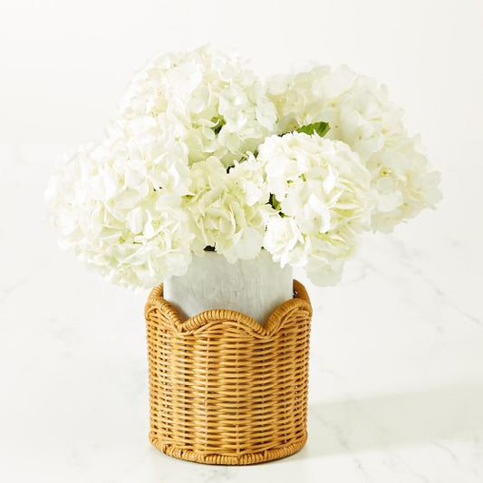 Scalloped Wicker And Marble Wine Chiller